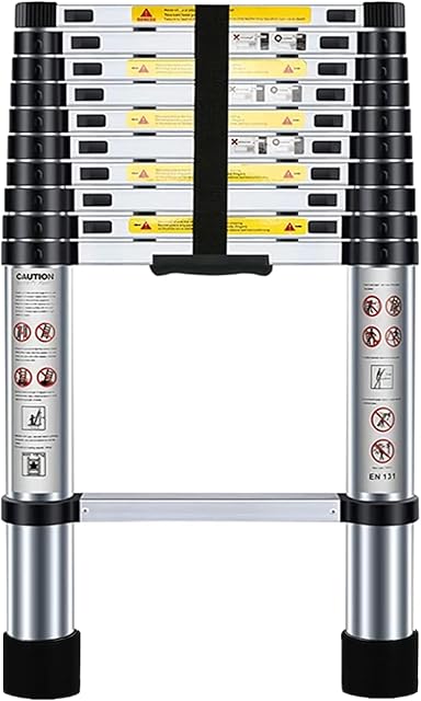 Nestling 10.5ft/3.2M Telescopic Ladder, Aluminium Loft Ladder Extendable, Max Load 150kg/330lb, Adjustable Step, for Decorating, Painting