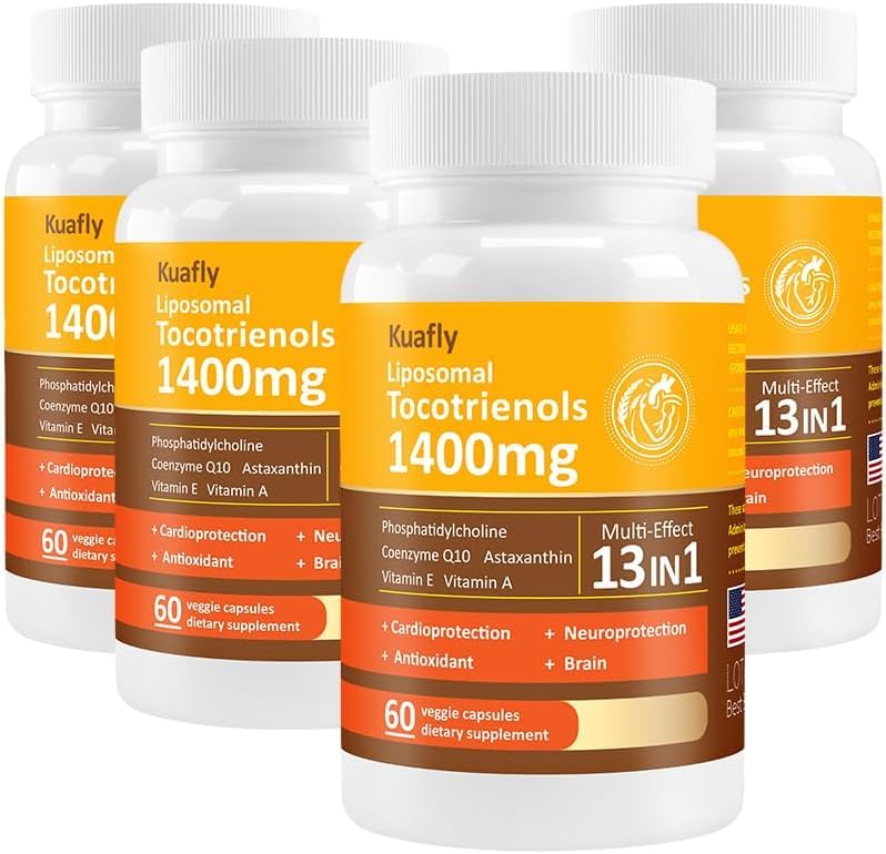 KUAFLY Liposomal Tocotrienols Vitamin E 1400mg - High Potency Vitamin E Tocotrienols with Phosphatidylcholine Astaxanthin 240 Capsules