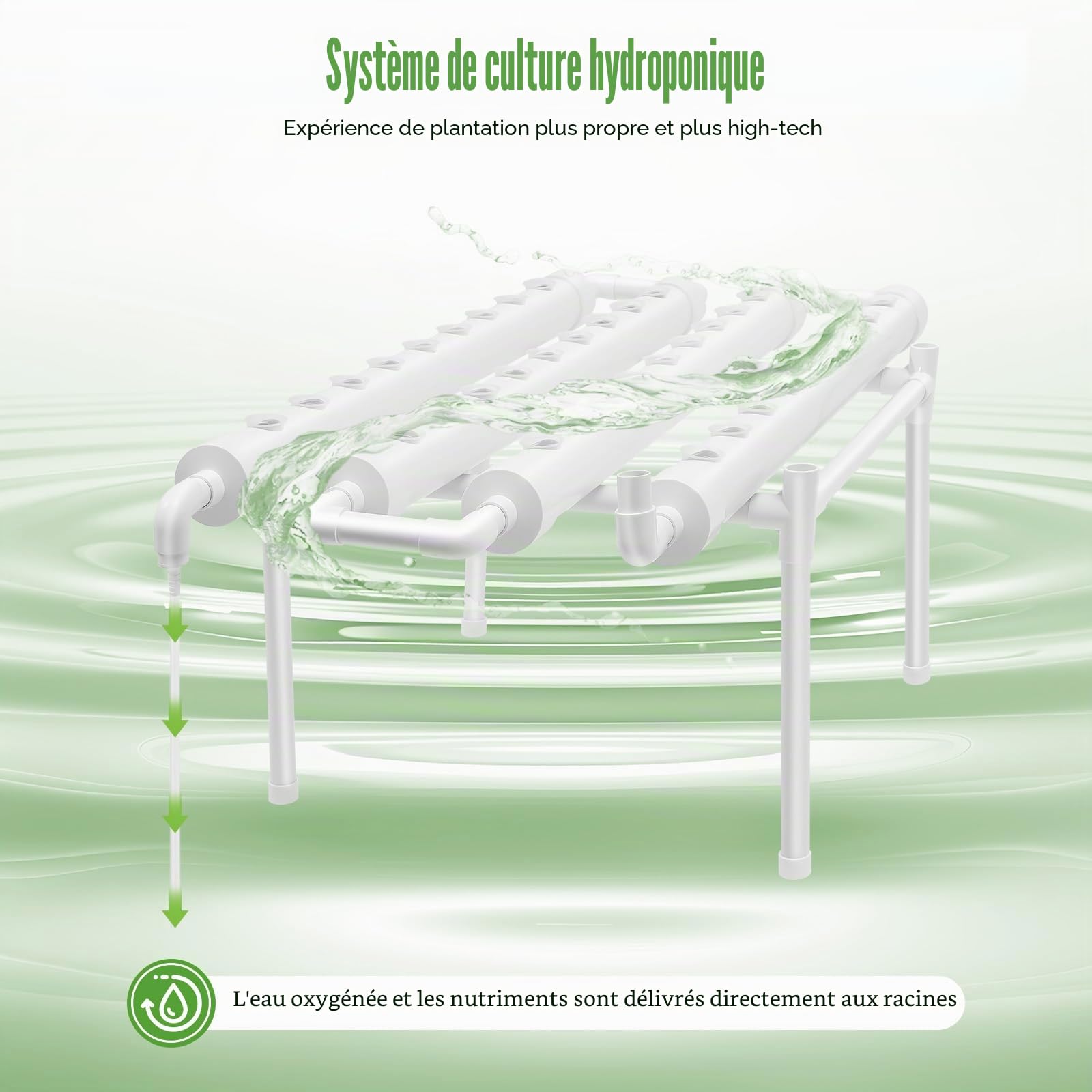 Kits de culture hydroponique 3 couches, kit de culture hydroponique de 108 emplacements pour plantes, systèmes de culture sans sol pour hydroponique, plantes de légumes en culture hydroponique, tuyau