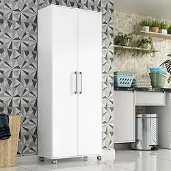 Armario Lavanderia Manuela 2 Pts 1,80m Com Rodinhas Branco