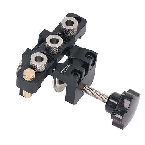 Gugxiom Kit de taladro de plantilla de clavija 3 en 1, kit de plantilla de clavija con 4 localizadores de latón, rango de perforación de 8/0.394 in,