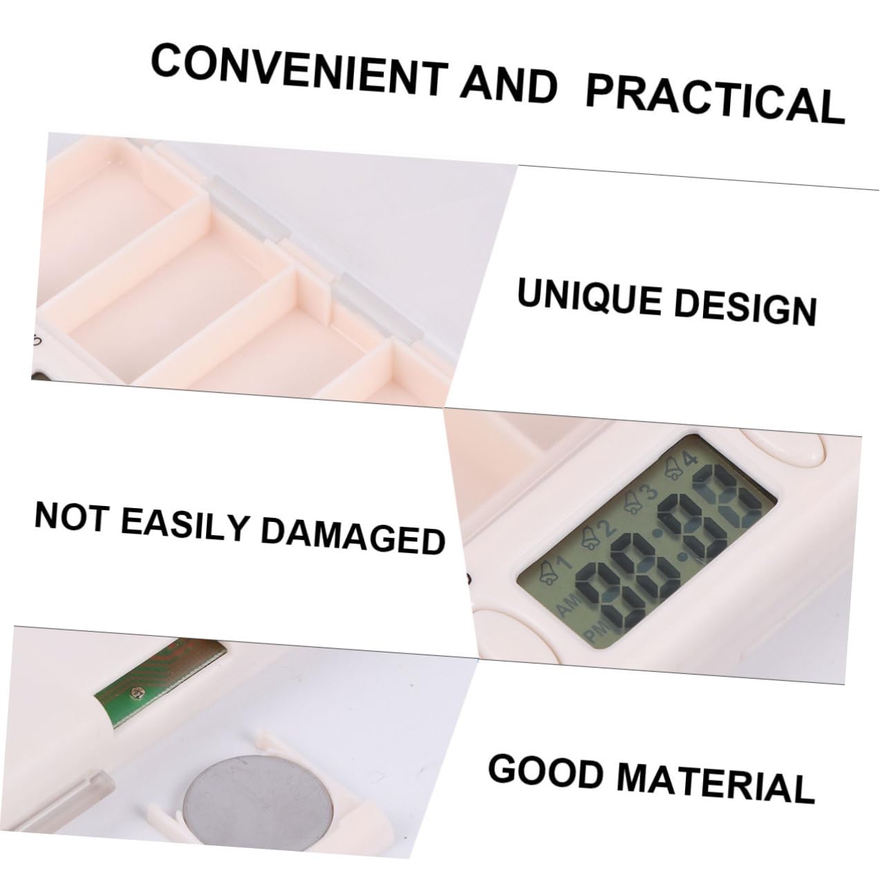 Healeved 2pezzi Portapillole Timer Organizer Medicinali Per Anziani e Allarme Design e Portatile Capacità Per