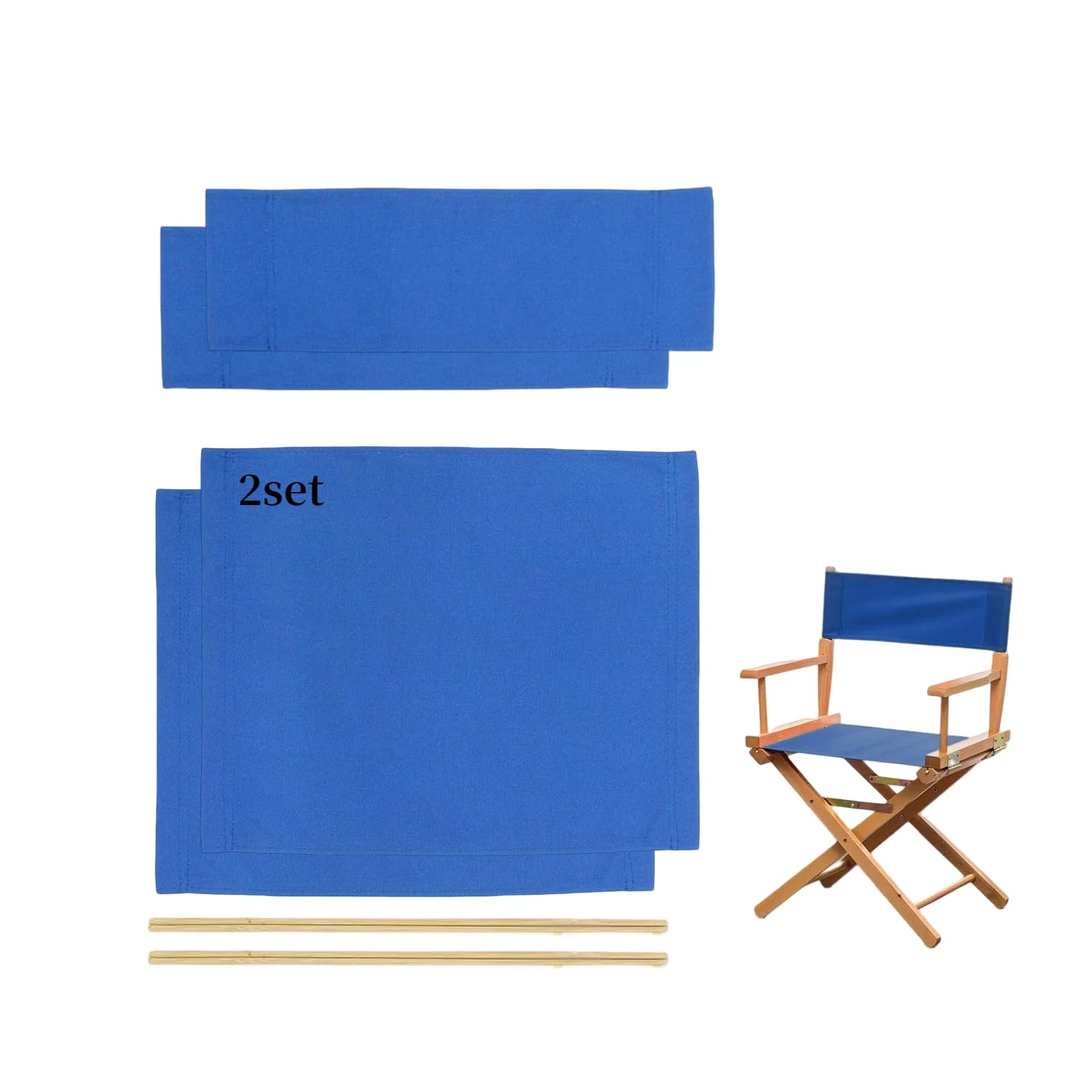 Wonafa 2 Set Director Chair Canvas Replacement with Wood Stick,21.2" L x 16.1" W/21.2X 7.8 Portable Replacement Cover Canvas for Directors Chair，