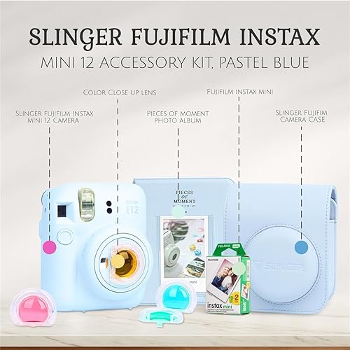 Miniatura 8 de Fujifilm Instax Mini 12 - Cámara de película instantánea, paquete con funda personalizada Instax Mini, kit de accesorios y película de luz diurna,