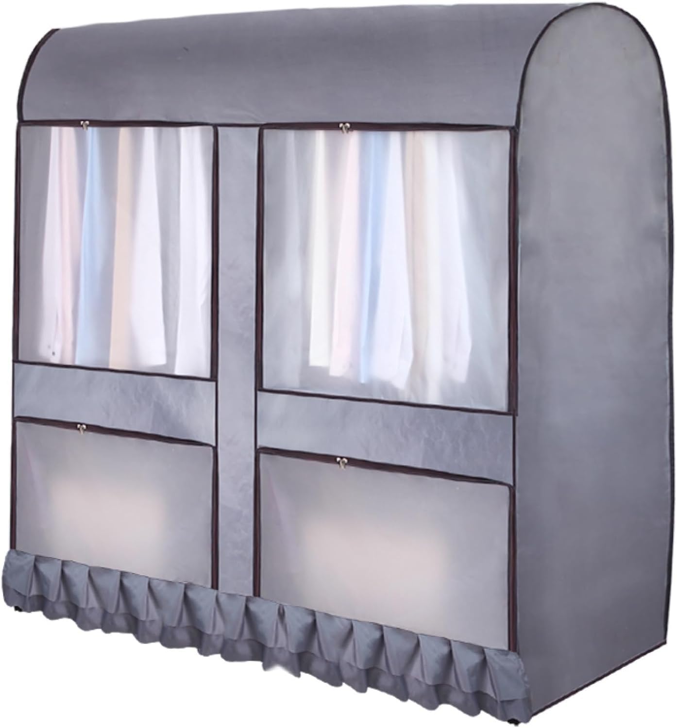 PEVA Dustproof Clothes Rail Cover, Wardrobe Clothes Cover With Lid And Closed Bottom, Gray, Yellow, 100-160x150x50cm(B,160x150x50cm/62x59x19in)