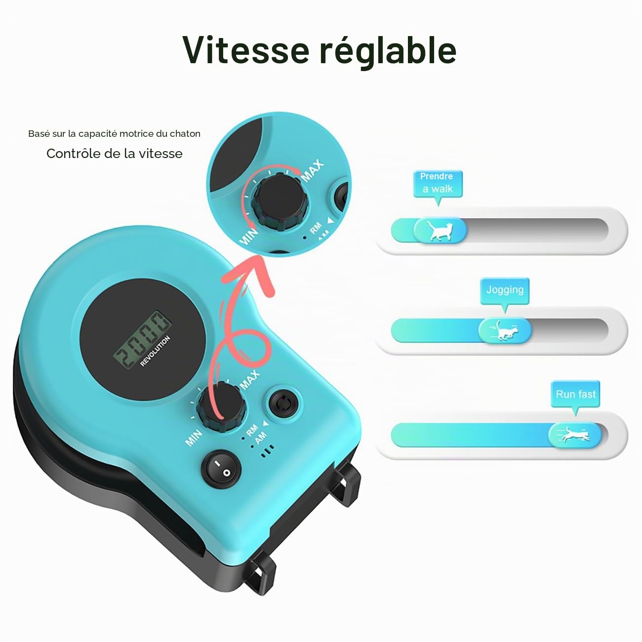 Tapis de course pour chat, jouet automatique télécommandé, vitesse réglable, jouet de chasse simulé