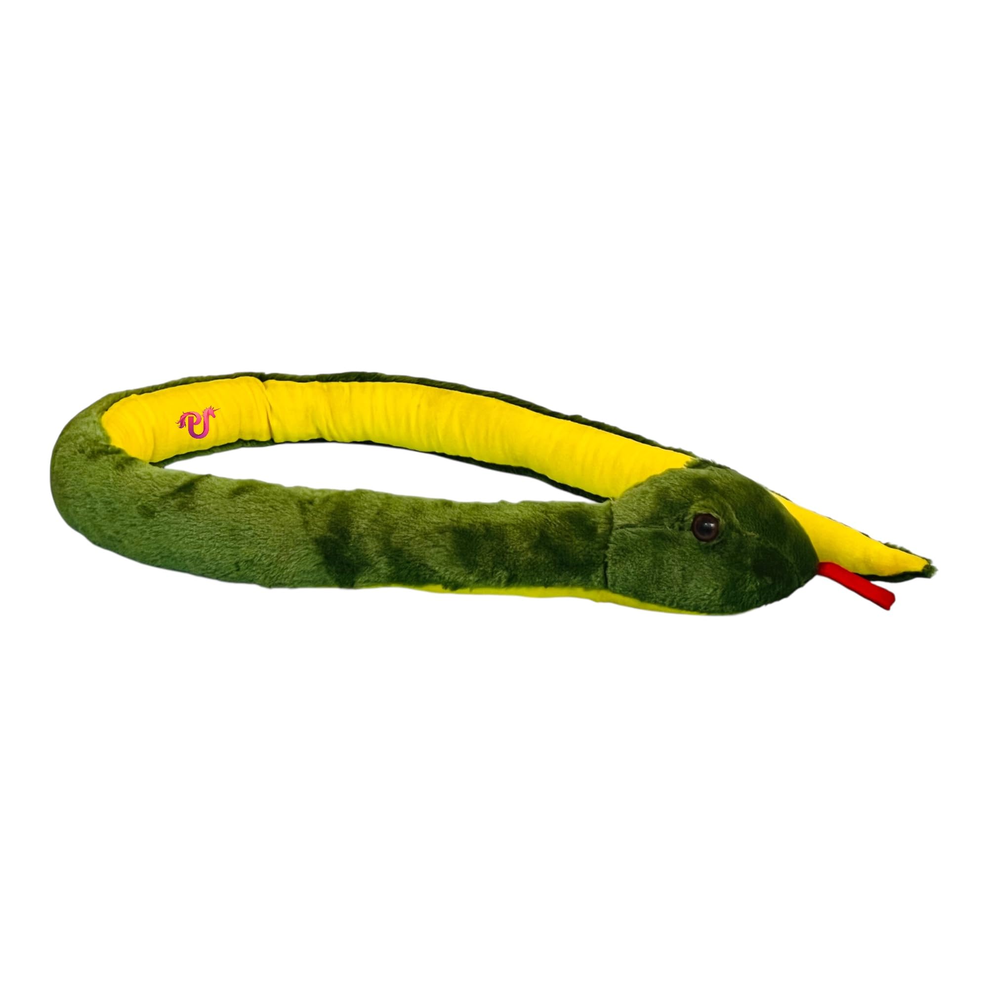 Pink Unicorn - Snake Soft Toy | Green & Yellow Snake | Wild Animal Toy | Gift for Boys, Girls, Kids | Plush Toy for Car | Realisitic Design | Rattlesnake - 150cms-image-33
