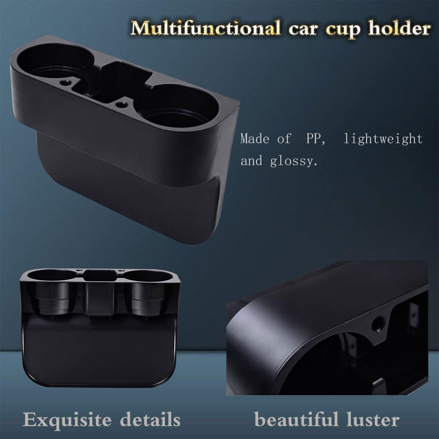 Ecloud Shop® Multifunctional Car Cup Holders, 3 in 1 Car Seat Gap Organizer Storage Box, Water Bottle Double Cup Mobile Phone Mount Holder for Cars Trucks (Black)