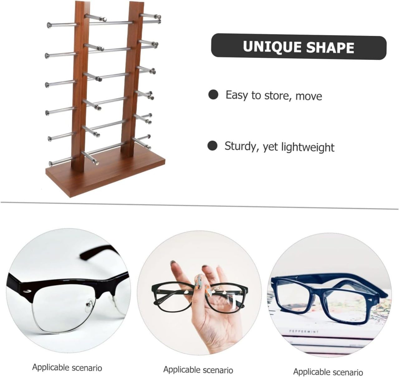 VIPREKHO Wood Sunglasses Eyeglass Rack Display Stand Holder for 5 Pairs 12 Pairs| Health & Beauty | Vision Care | Eyeglass Cases | Pack of 1 1