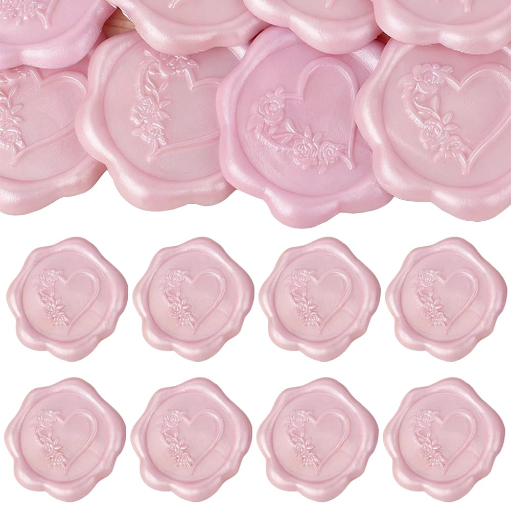 20 PCS Wax Seal Stickers 3cm Pink Envelope Seals Embossed Self Adhesive Wax Stamp Stickers for Wedding Invitations Letters Party Favors Gift Wrapping Scrapbooking