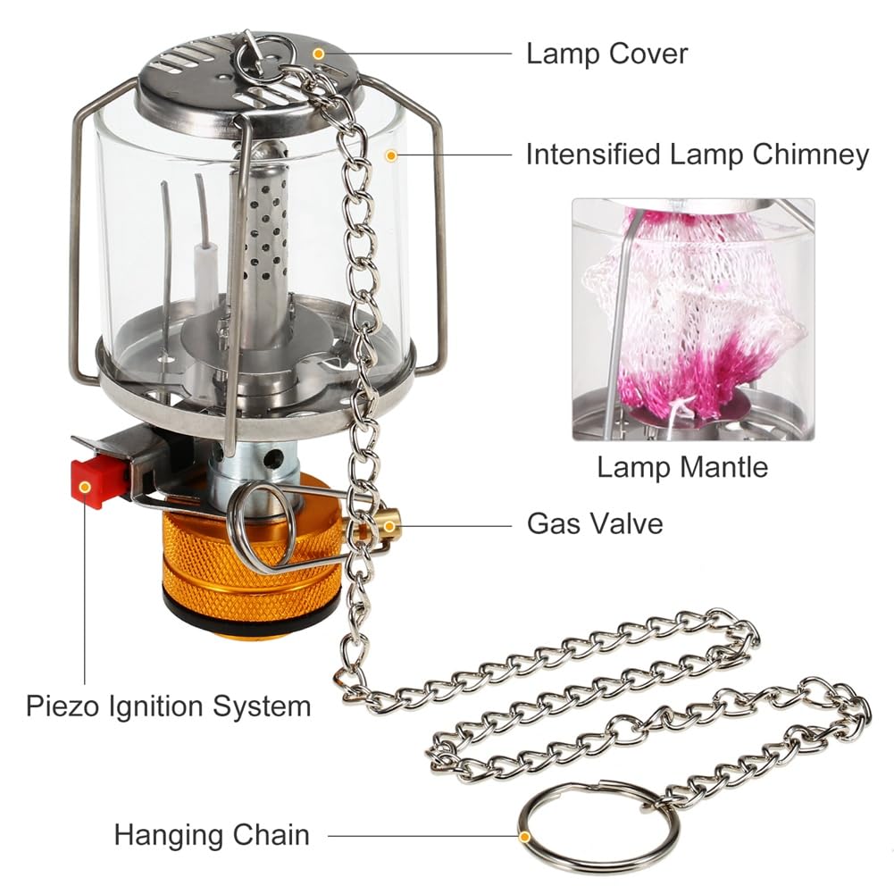 Outdoor Camping Gas Laterne Piezo Zündung Tragbare Mini Gas Zelt Lampe Licht Camping Ausrüstung Kochen Zubehör