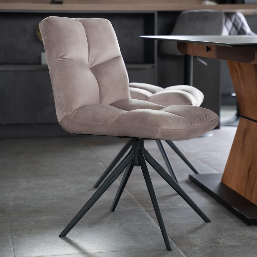 Home Deluxe - Esszimmerstuhl NODA - 6er Set, Farbe: Samt Hellbraun - 360 Grad drehbar, weiche Polsterung, bis 120 kg belastbar I Küchenstuhl Speisestühle Esszimmerstühle