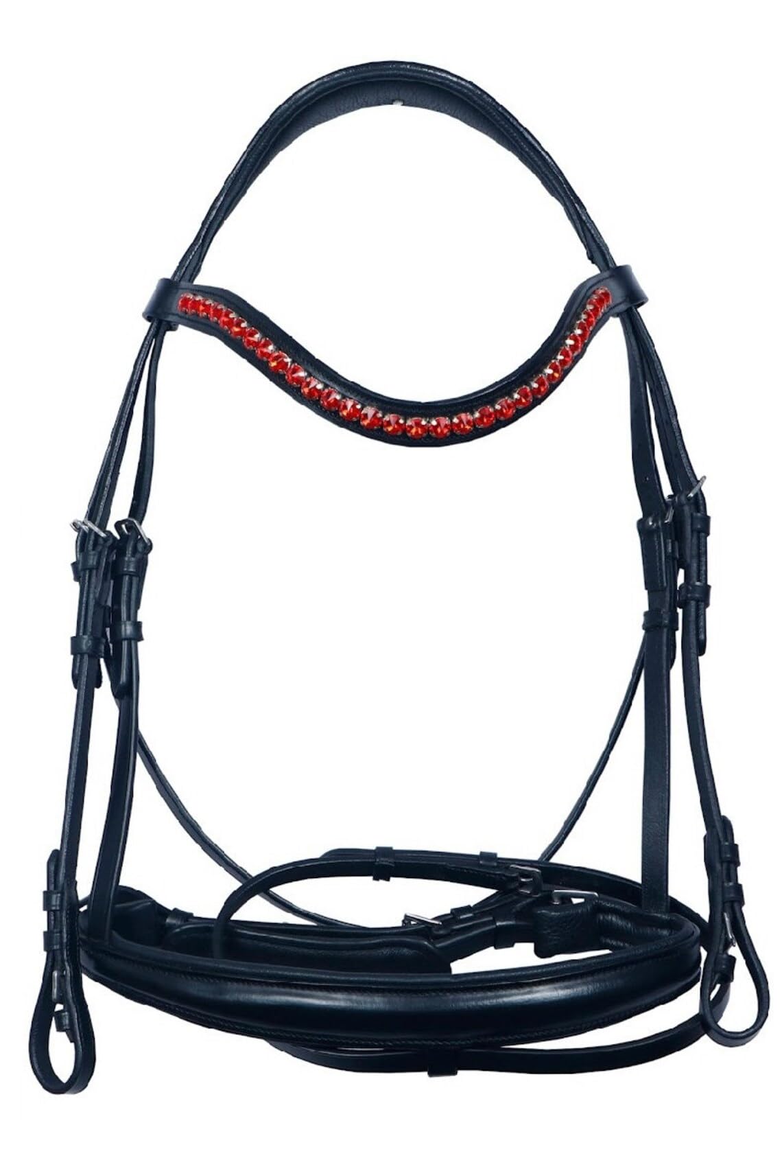 Pelle Horses Briglia con Frontalino, Nasiera e Sopratesta in Cuoio per Cavalli St-004 (Full)