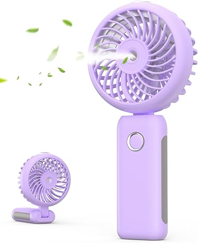 Miniatura 9 de RNKRUN Ventilador de nebulización portátil de mano, 4000 mAh USB recargable personal Mister ventilador plegable con pilas, ventilador de niebla de