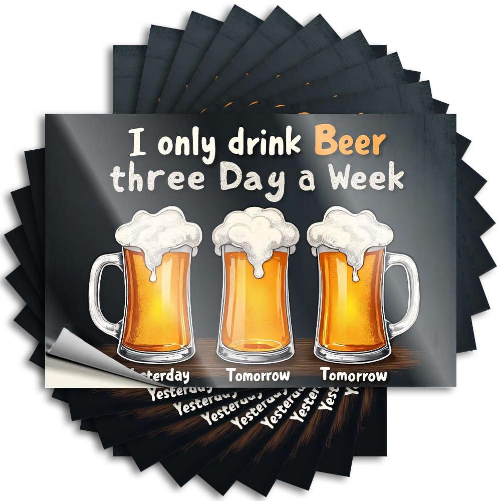 Fzfn Colour Entryway Decor, Decals Funny Laptop Quote Stickers, Custom No Residue Decals For Luggage | Standing Party Favor Custom I Only Drink Beer Three Days A Week(8X12cm)