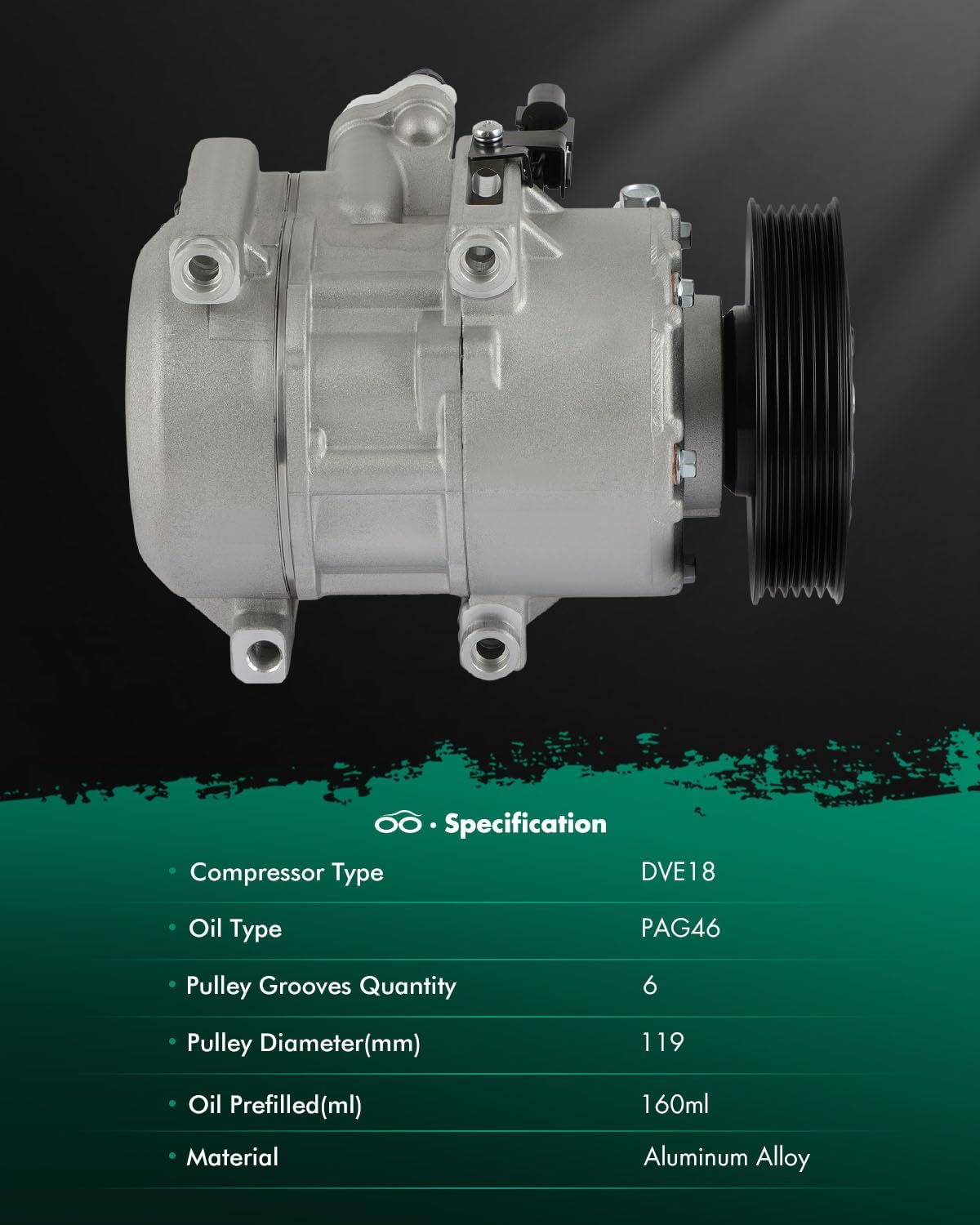 SCITOO AC Compressor Rapid Cooling AC Compressor for Car 2016 for Kia Sorento 2.4L Air Conditioning Compressor with Clutch 1F3BE06400 977012P400 (6 Grooves)