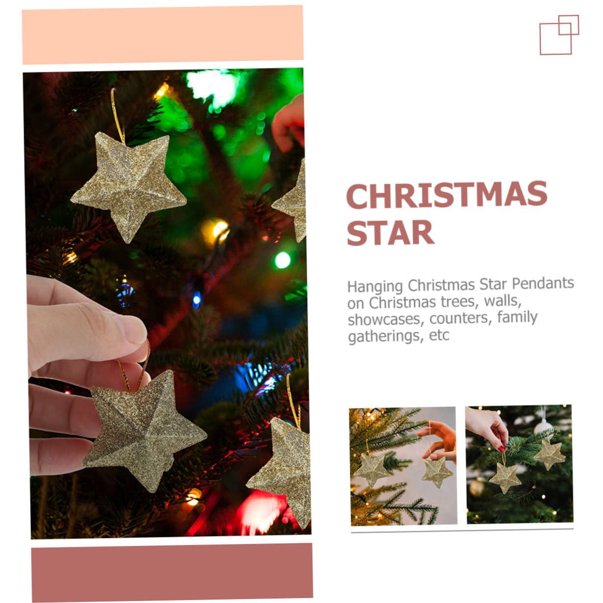 DECHOUS 150pezzi Ciondoli Natalizi Forma Di Stella Glitterata Per Decorazioni Da Appendere Accessori Festivi Per Albero Di Natale e Feste Di Natale