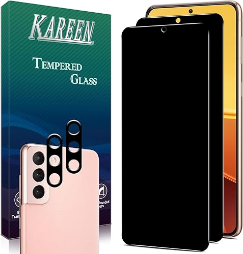 Miniatura 8 de KAREEN Paquete de 2 protectores de pantalla para Samsung Galaxy S21 5G de vidrio templado de 6.2 pulgadas, compatible con lector de huellas