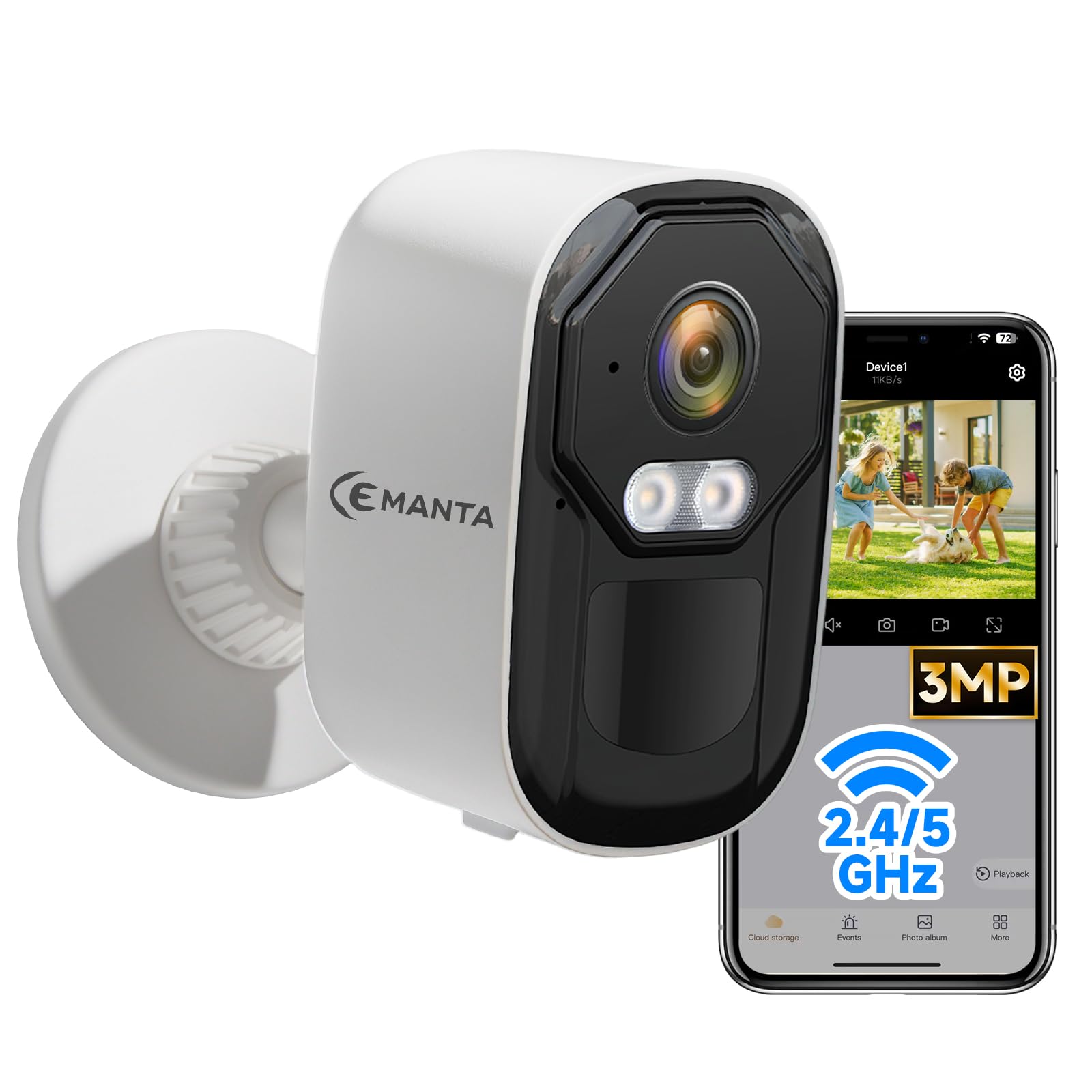 Caméra de surveillance extérieure 4 MP – Wi-Fi 2,4 G/5 GHz, stockage cloud gratuit, IP66 résistant aux intempéries, détection AI, vision nocturne colorée, audio bidirectionnel, compatible avec | Stockage cloud gratuit, IP66 résistant aux intempéries, déte