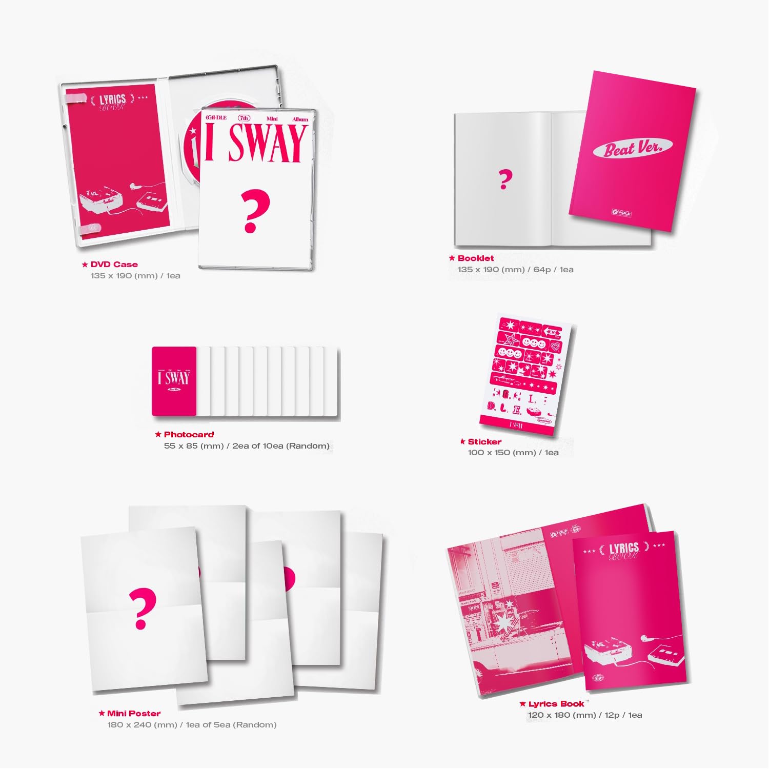 (G)I-DLE - 7th Mini Album [I SWAY] (Beat Ver.) let + Photocard R + 2 Pin Button Badges + 4 Extra Phorocards