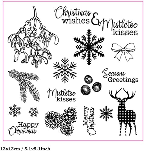 Miniatura 2 de Merry Christmas Wishes Copo de Nieve Ciervo Piña Sellos transparentes para hacer tarjetas Decoración y DIY Scrapbooking 3082607