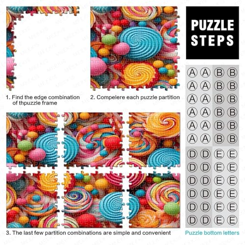 Puzzle en bois bonbons 1000 pièces de haute qualité, format 75x50cm
