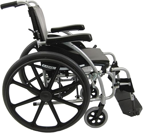 Miniatura 8 de Karman S-115 Silla de ruedas ergonómica ultraligera de 25 libras con reposapiés extraíble, color rojo