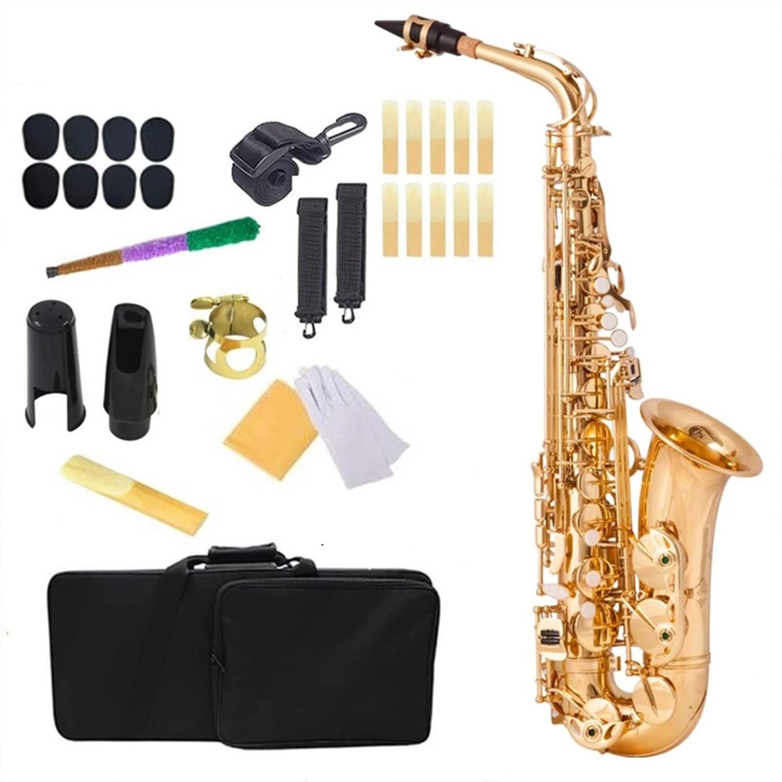 Saxophon Student Es-Alt-Saxophon, Messing, Goldlack, E-Flat-Saxophon, Holzblasinstrument Mit Zubehör
