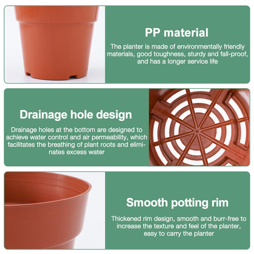 Gobesty 30 Pack 10cm Indoor Plant Pots With Saucers, Plastic Nursery Containers for Herbs Seedlings, Flowers, Vegetables - Image 3