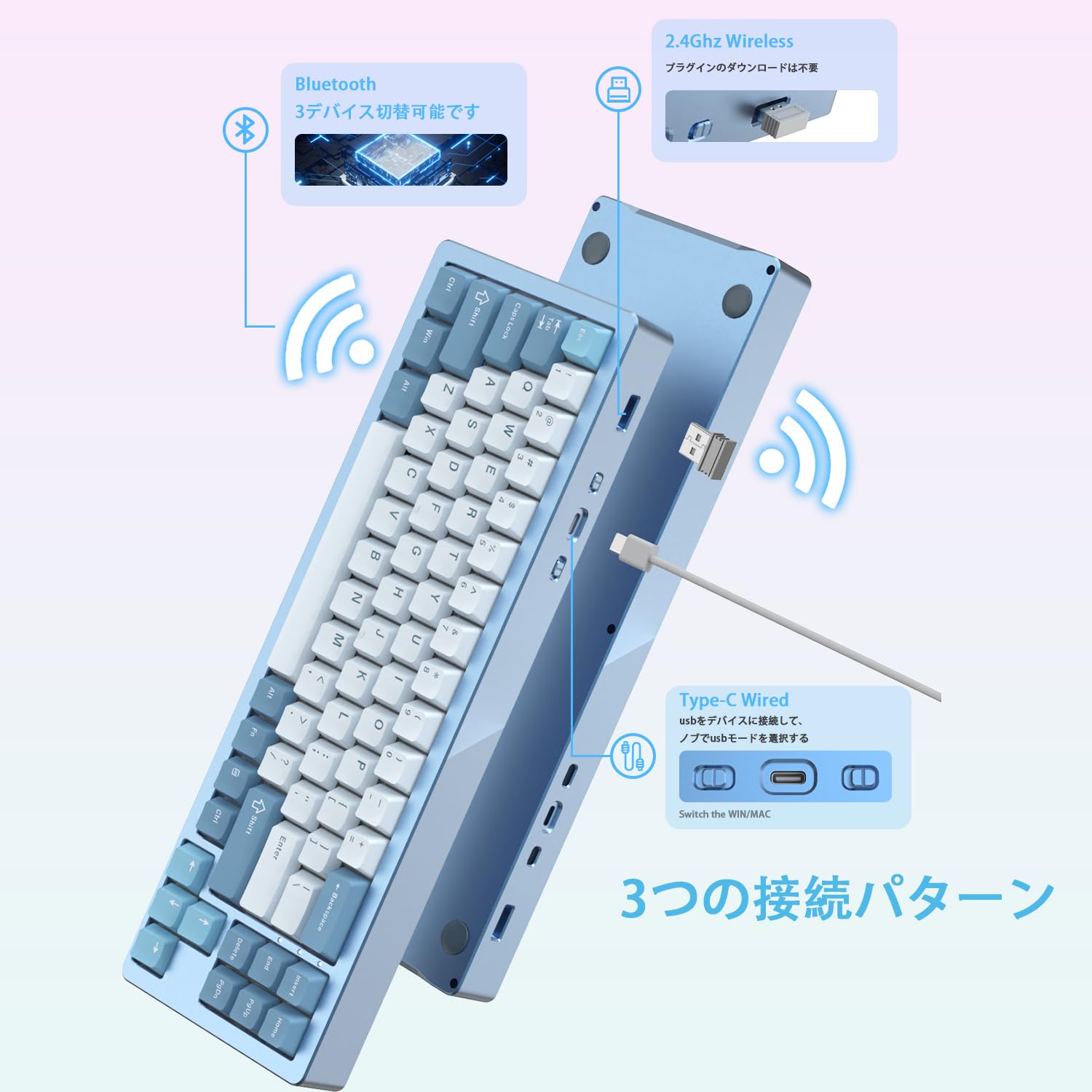 Amazon | MAMBASNAKE×XINMENG M71 アルミ合金ゲーミングキーボード 