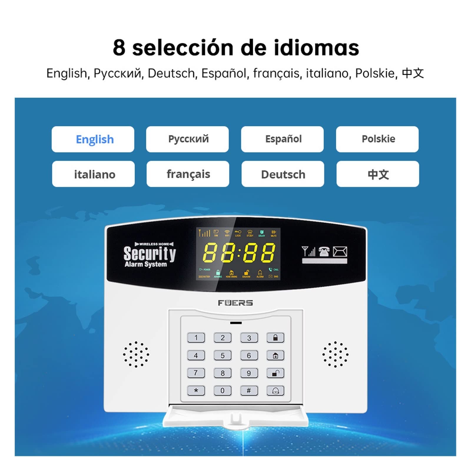 Kit Alarma Casa, Tuya GSM WiFi Sistema de alarma Smart Home ladrón de ladrones 43 3MHz Zona de cable inalámbrica Pir Sensor de movimiento de humo(G)