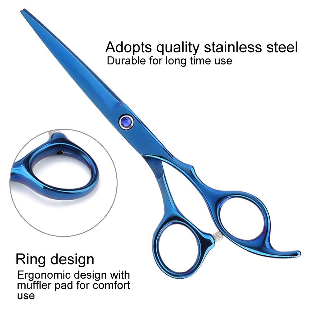 Hairdressing Scissors,6.7 Inch Stainless Steel Professional Hair Cutting Cutting&Thining Hair Scissors,Suitable for Families/Pets/Professional Barber Salon(Blue Flat Shear) - Image 3