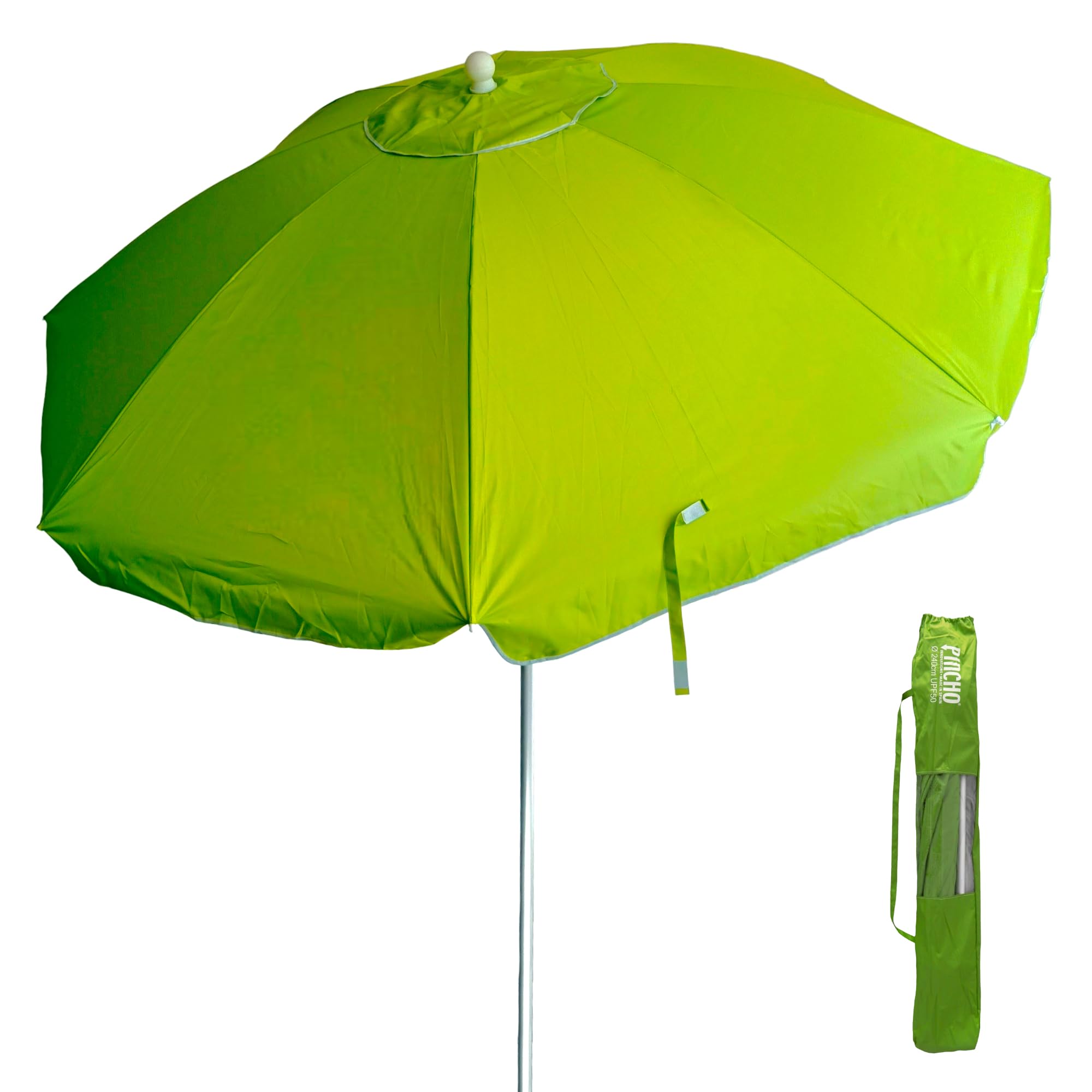 Pincho Sombrilla 240 cm tela de poliéster con Protección solar UPF50+ (bloquea 99% de rayos UV),Sombrilla de playa/jardín de aluminio de 2,4 m de diámetro.