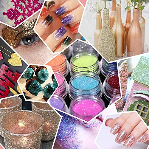 Fancylande Glitzerpulver für Nägel, Nagelaufbau, Kunst, Make-up, Körperfarbe, Kunsthandwerk, Maniküre-Palette mit…