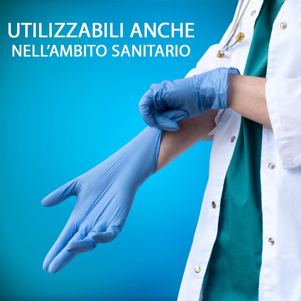 2000 Guanti Nitrile Blu S senza polvere, senza lattice, ipoallergenici, Guanti Monouso Nitrile per Ospedali, Estetisti, Case di Cura e Pulizia della Casa