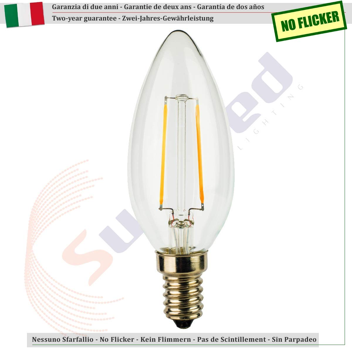 SUNSEED 6 X E14 2W (Equivalent to 25W) Sapphire Filament LED Candle Light Bulb C35 Neutral White 4000K, Pack of 06 - Image 3