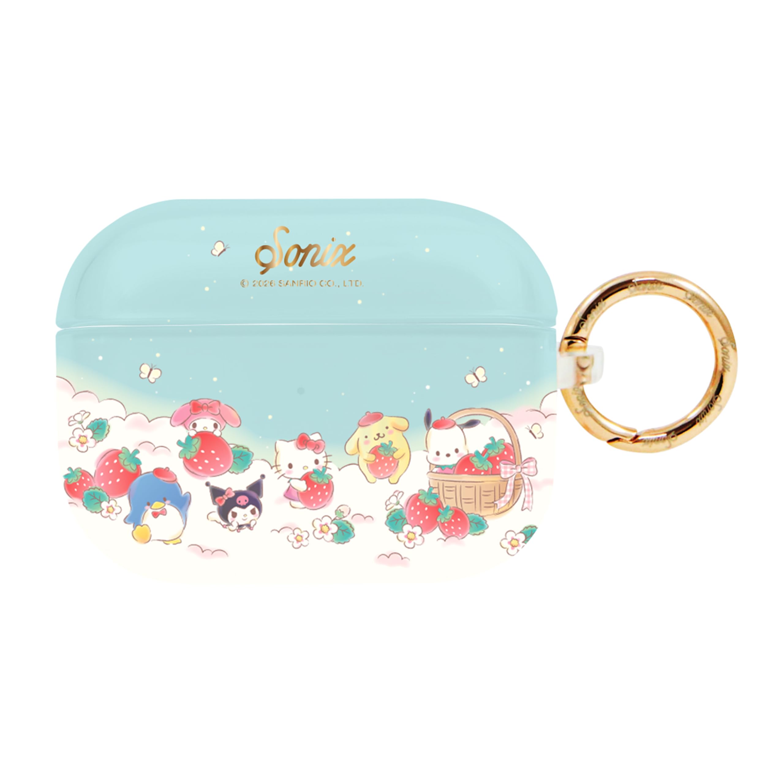 Sonix Sanrio Custodia per AirPods Pro 3 | Cover rigida con clip portachiavi Luxe | Hello Kitty and Friends Strawberries