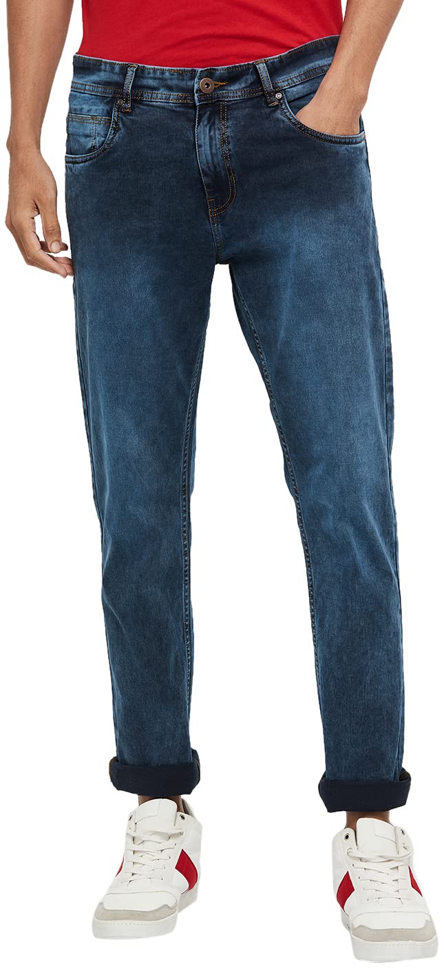 MaxMen Men Stonewashed Slim Fit Jeans - Eco Wash (DMCSLSU2201STMID Blue_32)