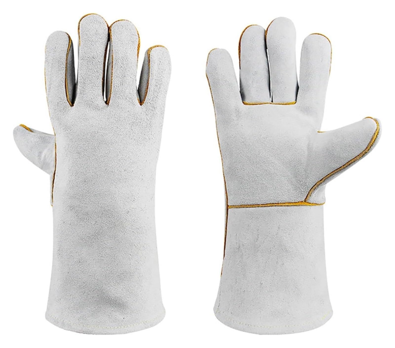 Gants de jardinage, gants de soudage en cuir, lot de 2 paires, gants de travail for soudeur à l'arc TIG MIG résistants à l'usure et aux hautes températures, 14 pouces/35 cm de long