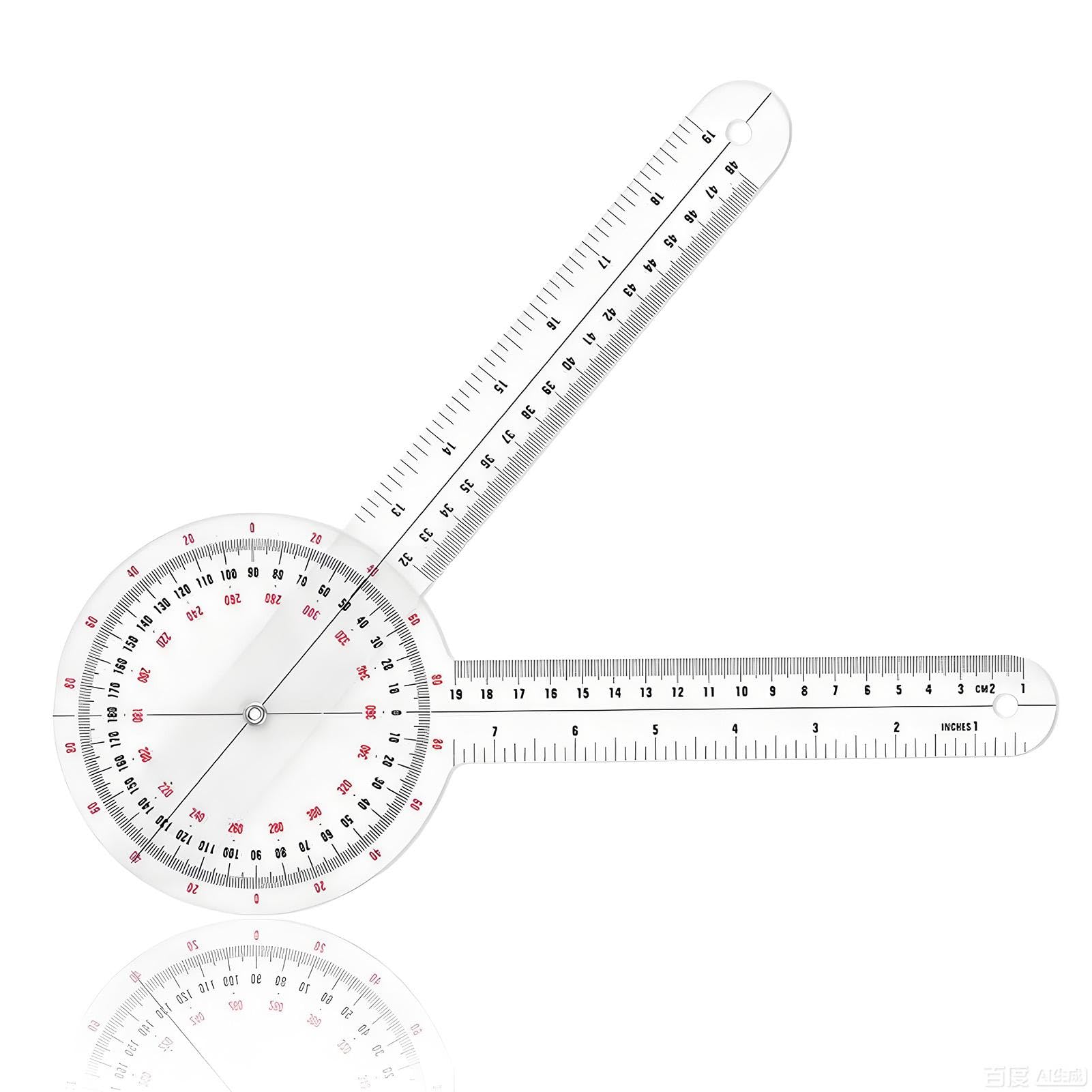 12 Inch(30cm) Goniometer, Physical Therap-y Protractor Tool, Transparent Orthopedic Goniometer, Protractor Angle Ruler Measuring Tool, Plastic 360 Degree Goniometer for Body Measuring(Color:Clear)