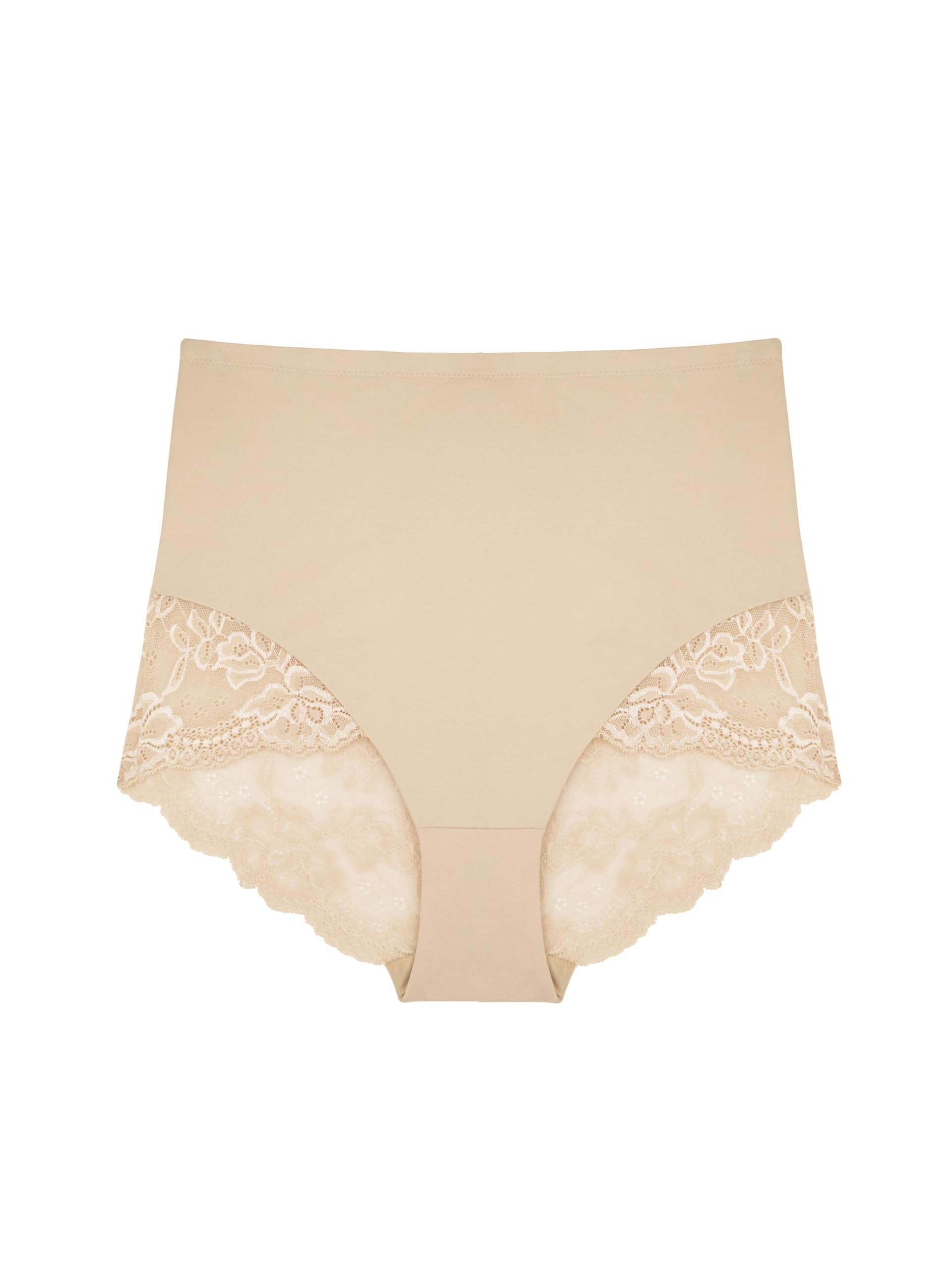 Dorina Brigitte Shaping Brief – Medium Control, Tummy Control, Lace Trim, Mid-Waist Sculpting Micro Fabric, Beige