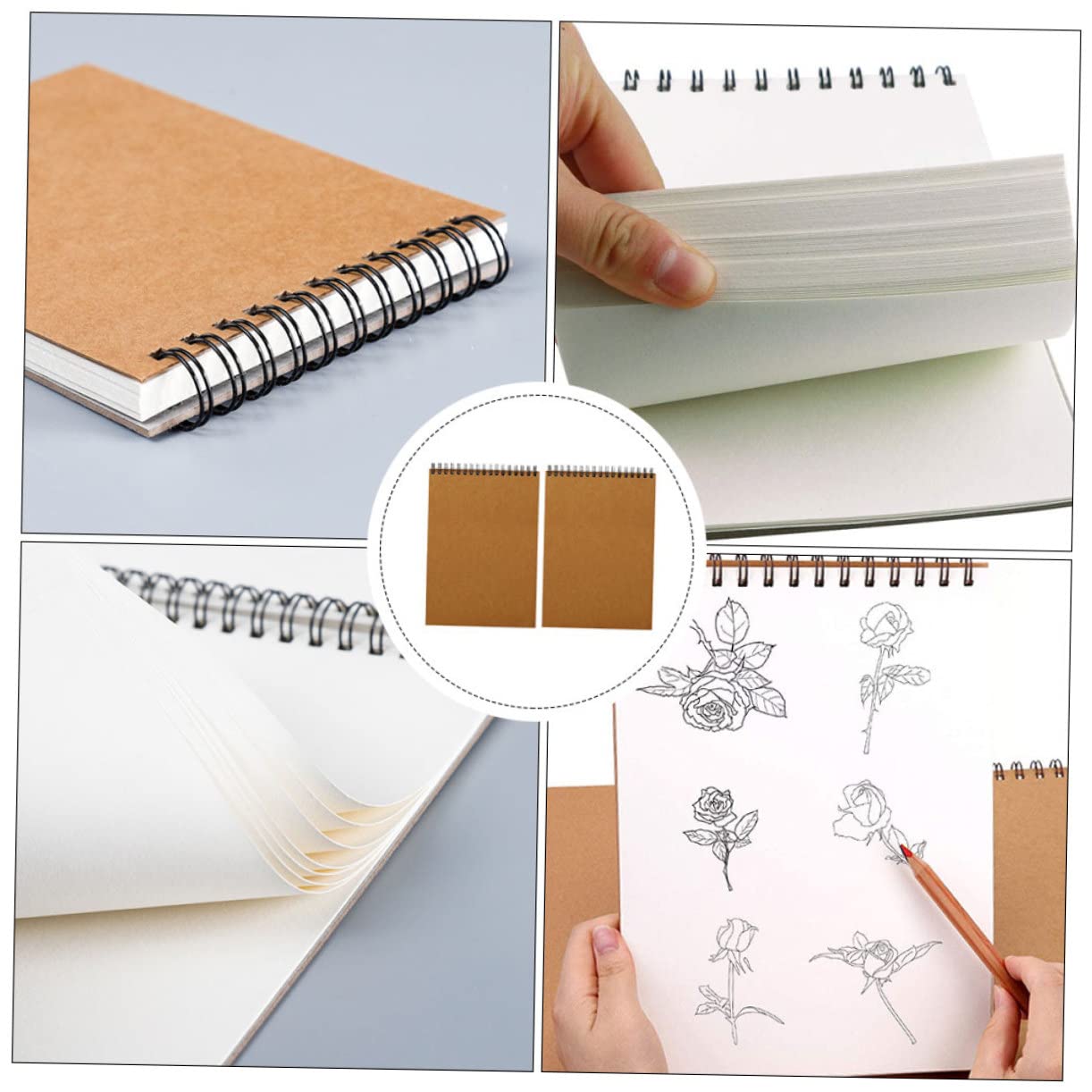 Ciieeo Cuaderno de Bocetos A4 Marrón, Espiral, 2 Piezas para Dibujo