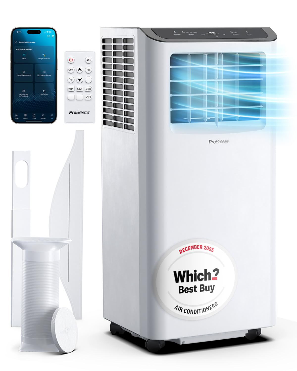 Pro Breeze 4-in-1 Portable Air Conditioner 9000 BTU - Smart Home WiFi