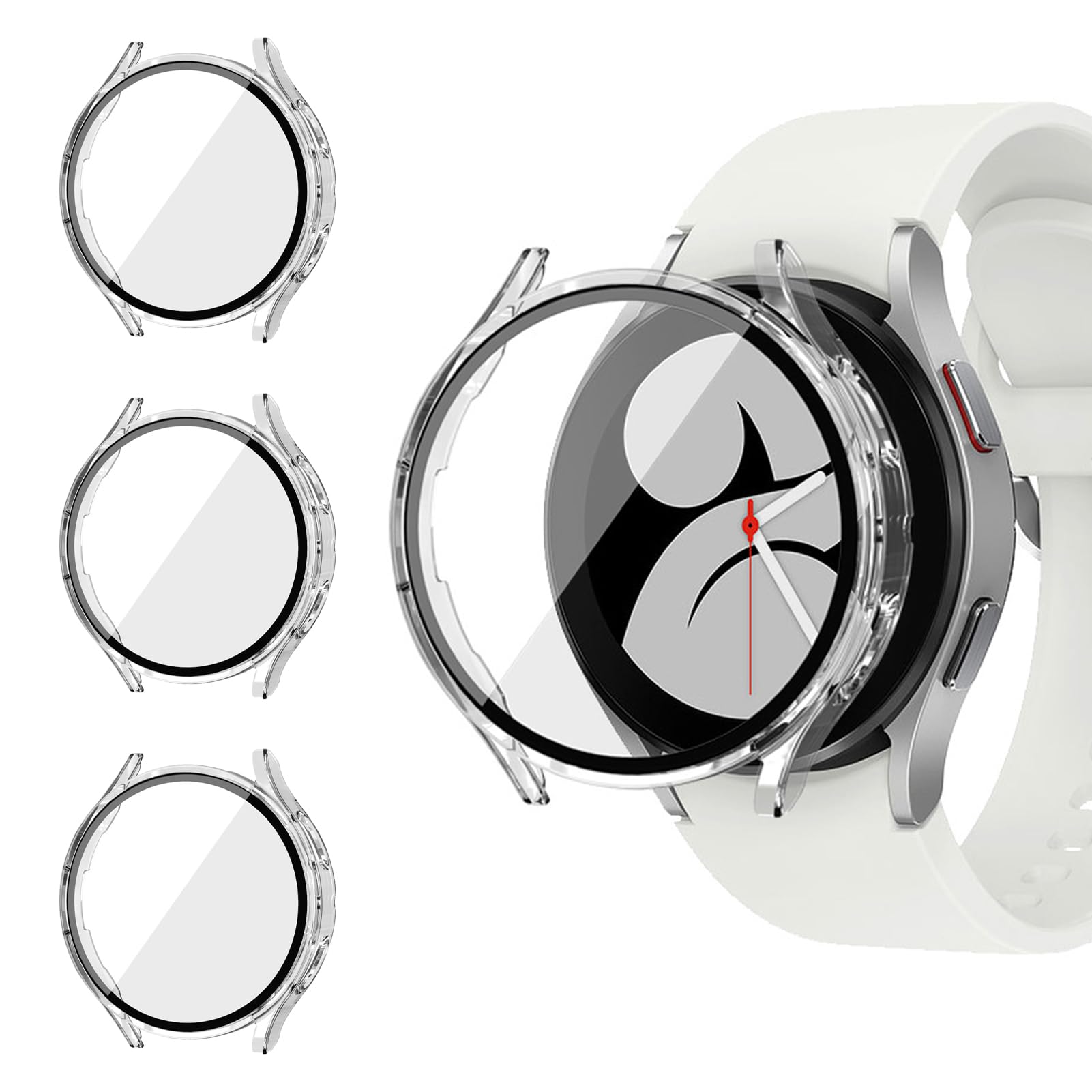 3 Piezas Funda Compatible con Samsung Galaxy Watch 7 40mm, Carcasa Protector Antiarañazos Pantalla de PC con Vidrio Templado Alta Definición, Protección contra Arañazos Golpes, para Carga Inalámbrica