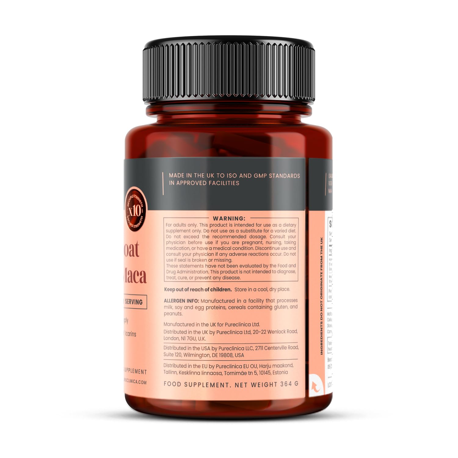 pureclinica Horny Goat Weed & Maca 1000mg – 180 Tablets (6 Month Supply) – 10X Icariins Strength – w/Black Pepper for 300% Absorption – Energy, Libido & Performance Support — Amazon image 9