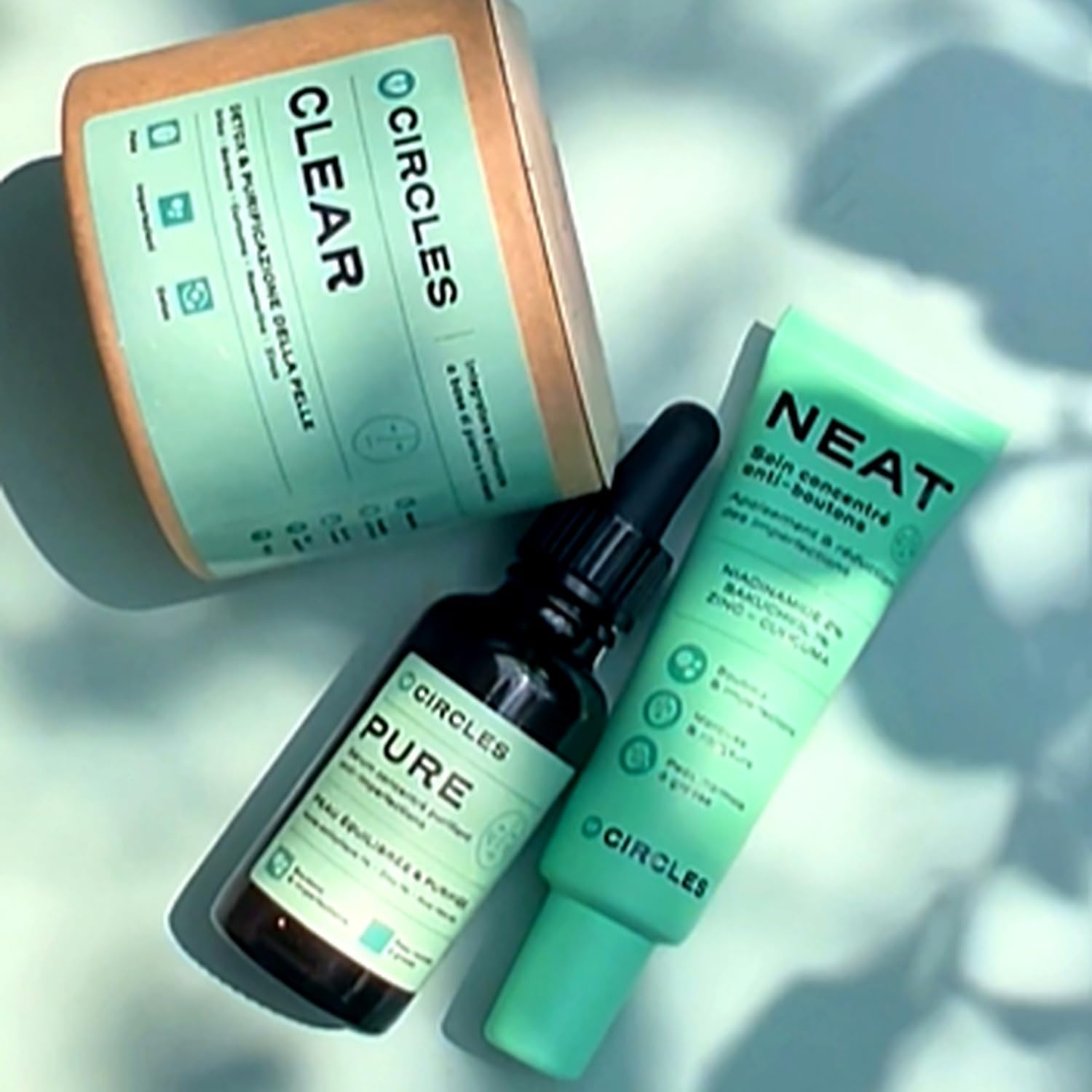 Circles CLEAR Peau Cheveux Ongles - Complément Zinc + Bardane Ortie Romarin Curcuma - Détox Peau & Équilibre Hormonal Femme - Acné Hormonale - 60 Gélules Vegan 1 Mois - Fabriqué en France