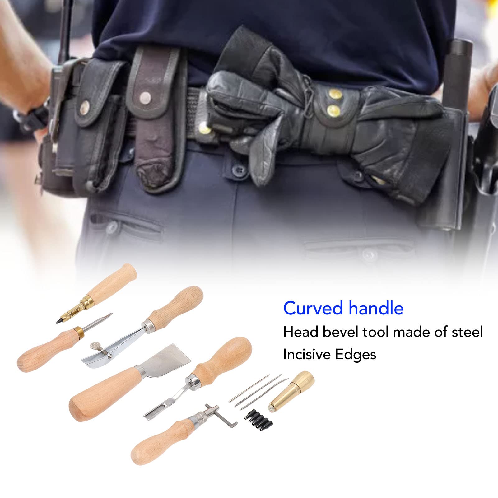 Set di strumenti di lavoro in pelle mmabeutf, per mestiere in pelle, kit di strumenti fai -da -te in pelle, strumenti per cucire in pelle maniglia curva, set di artigianato in