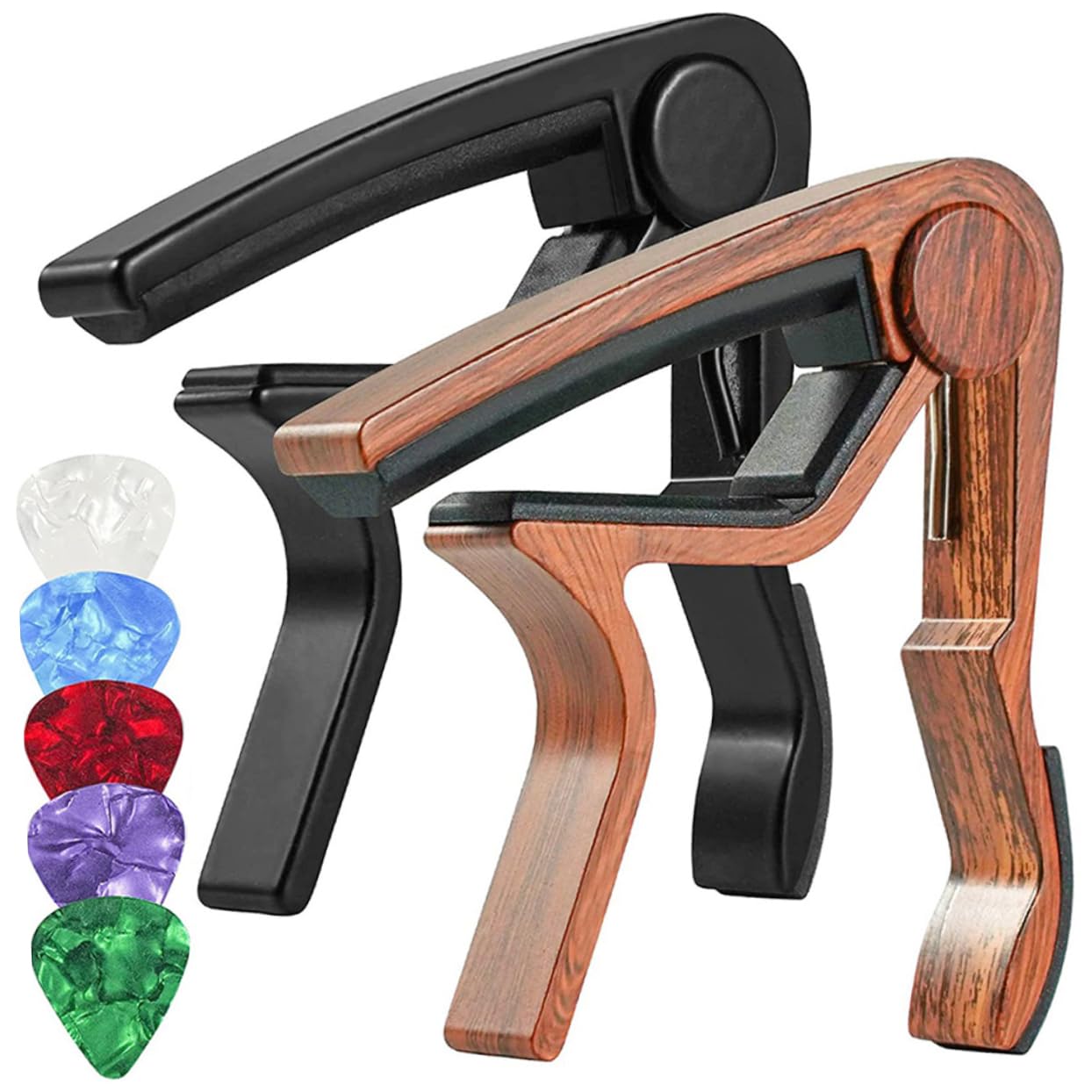 BESPORTBLE 1 Set Guitar Capo with Random Picks Durable Grain Capo for Electric Acoustic Guitars for Beginners and Professionals Random Color