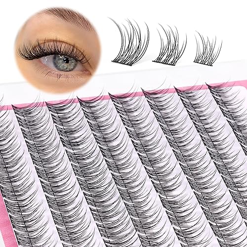 Natural Cluster Lashes Wispy CC Curl 9-11MM Mixed Lengths Eyelash Extension Individual 96 Pcs DIY Lash Extension at Home by Mavphnee