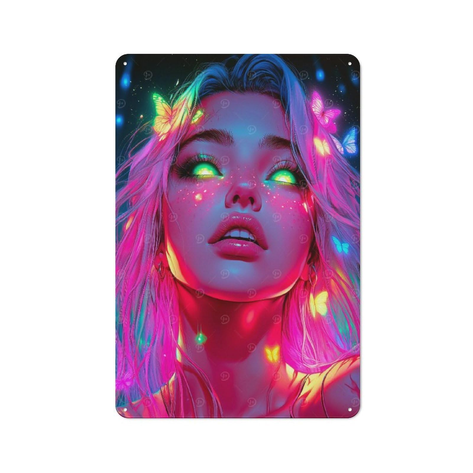 Junmoney Girls Style-9 Classic Vintage Metal Sign 30X20cm Featuring Neon Butterfly Home Bar Decor For Cafe, Pub, Workshop Or Home Bar